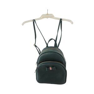 Green Faux Leather Mini Compact Backpack with Bow
